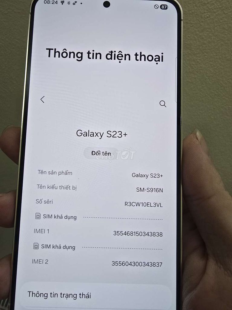 Samsung Galaxy S23+ 256GB Trắng. Mua bán Điện thoại tại Huyện Yên Phong Bắc Ninh được đăng bởi Until you hình 1