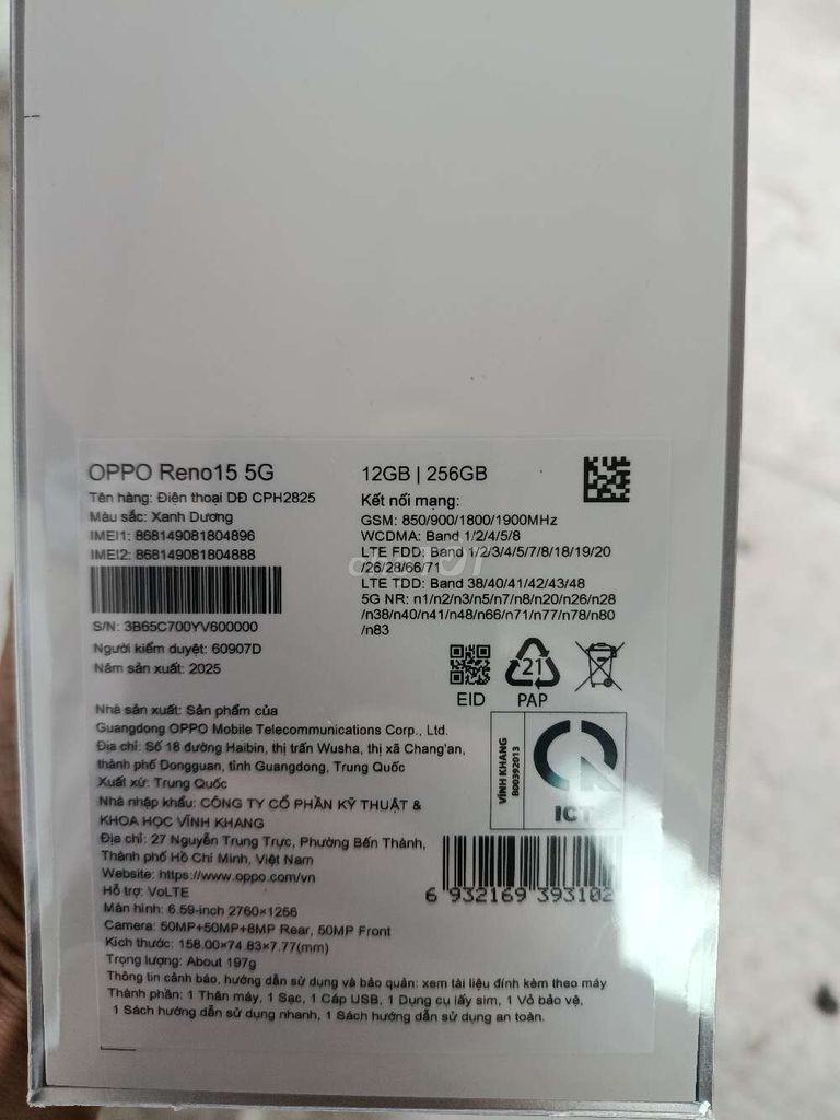 OPPO Reno15 5G 256GB Xanh Mới. Mua bán Điện thoại tại Thị xã Điện Bàn Quảng Nam được đăng bởi Lê Việt hình 1