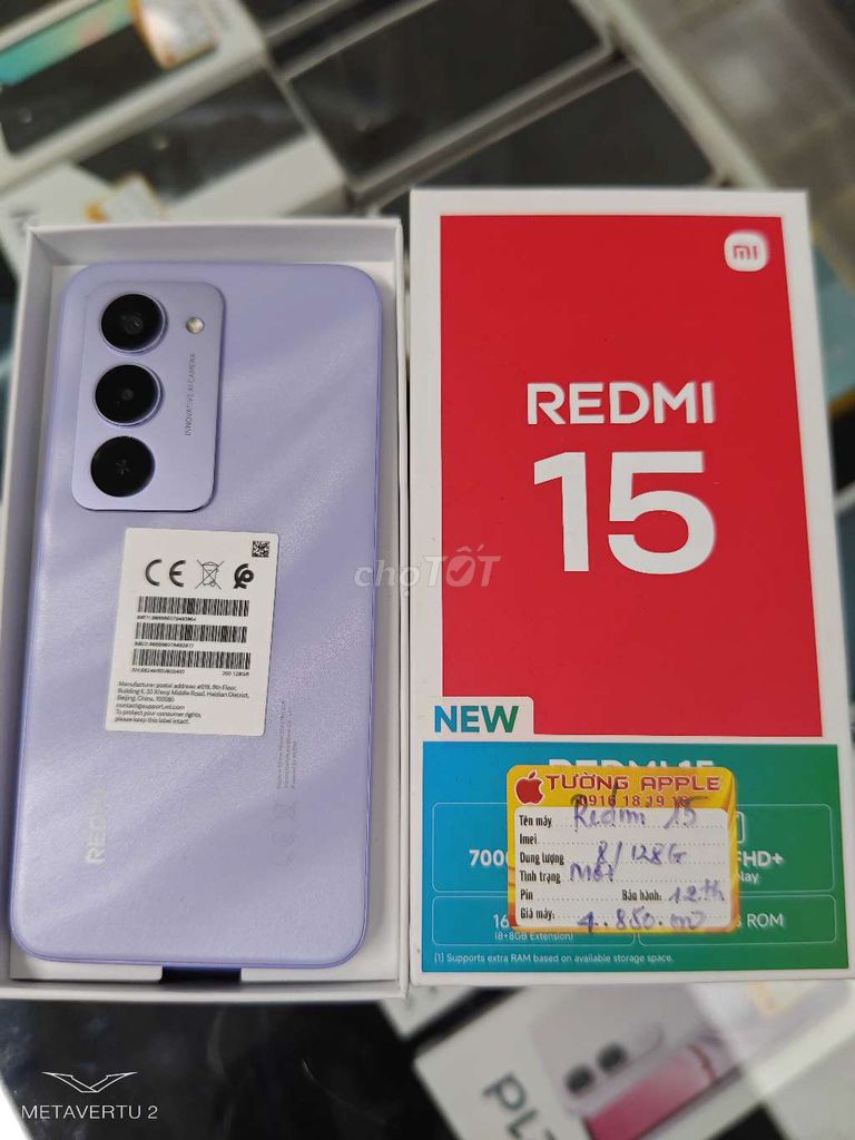 Xiaomi Redmi 15 128GB Tím. Mua bán Điện thoại tại Thành phố Vĩnh Long Vĩnh Long được đăng bởi Tường apple hình 1