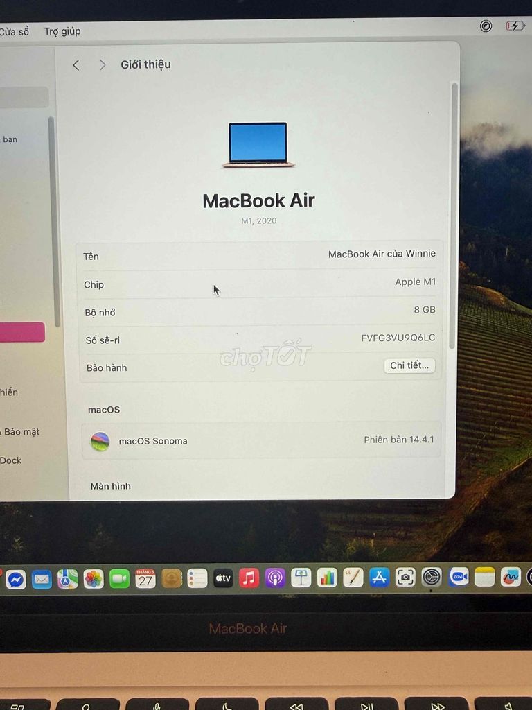 Apple MacBook Air M1 8GB Vàng hồng Like New. Mua bán Laptop tại Quận Bình Thạnh Tp Hồ Chí Minh được đăng bởi  Minh Huân hình 1