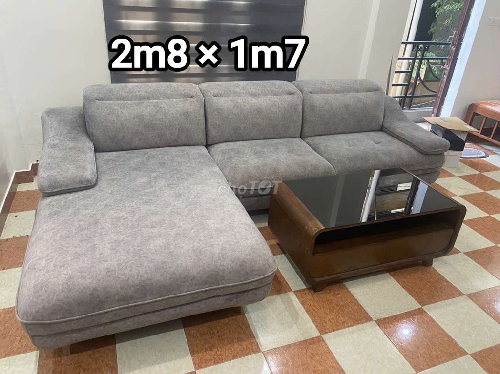 bộ bàn ghế sofa nỉ da lộn