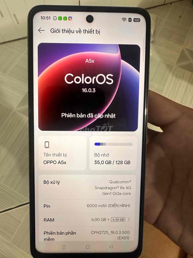OPPO A5x 128GB Xám. Mua bán Điện thoại tại Thành phố Thủ Dầu Một Bình Dương được đăng bởi Của ლ hình 1
