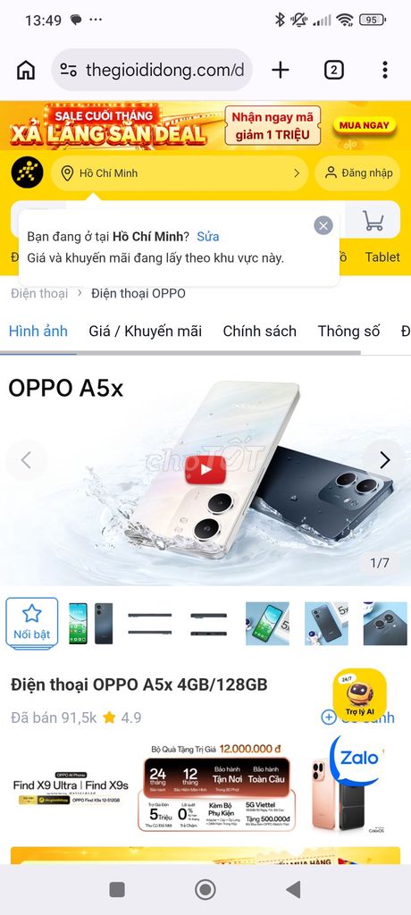 OPPO A5x 4GB/128GB Mới 100%. Mua bán Điện thoại tại Thành phố Buôn Ma Thuột Đắk Lắk được đăng bởi Ty Tran hình 1