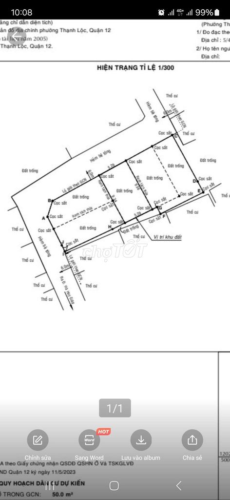 Đất HXH thổ cư 2.8 tỷ TL 25 Thạnh Lộc