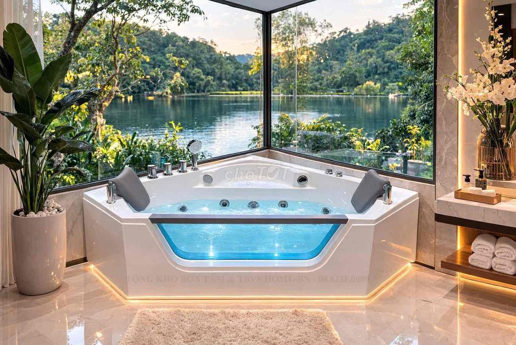 Bồn Tắm Góc Kính 1m4 x 1m4 Full Massage. Mua bán Thiết bị vệ sinh, nhà tắm tại Huyện Hóc Môn Tp Hồ Chí Minh được đăng bởi Xưởng Bồn Tắm Minh Châu hình 1