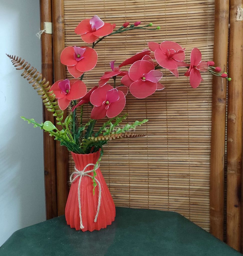 Bình hoa Lan Hồ Điệp voan Đỏ 2 cành 10 bông. Mua bán Cây cảnh, đồ trang trí tại Quận 7 Tp Hồ Chí Minh được đăng bởi Trang la Bella hình 1