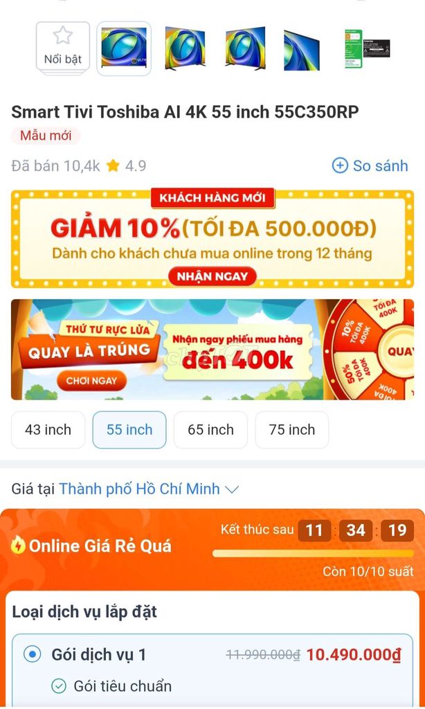 Tivi mới 100% full thùng 55 inch Toshiba bh 2 năm. Mua bán Tivi, Âm thanh tại Quận Ninh Kiều Cần Thơ được đăng bởi Luật Nguyễn hình 1