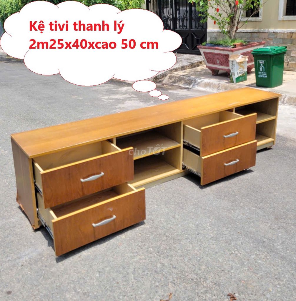 Kệ tivi gỗ MDF 2m25,tủ kệ tivi phòng khách có hộc. Mua bán Tủ, kệ gia đình tại Quận Gò Vấp Tp Hồ Chí Minh được đăng bởi Kho Nội thất Cũ Mới Phú Nhàn hình 1