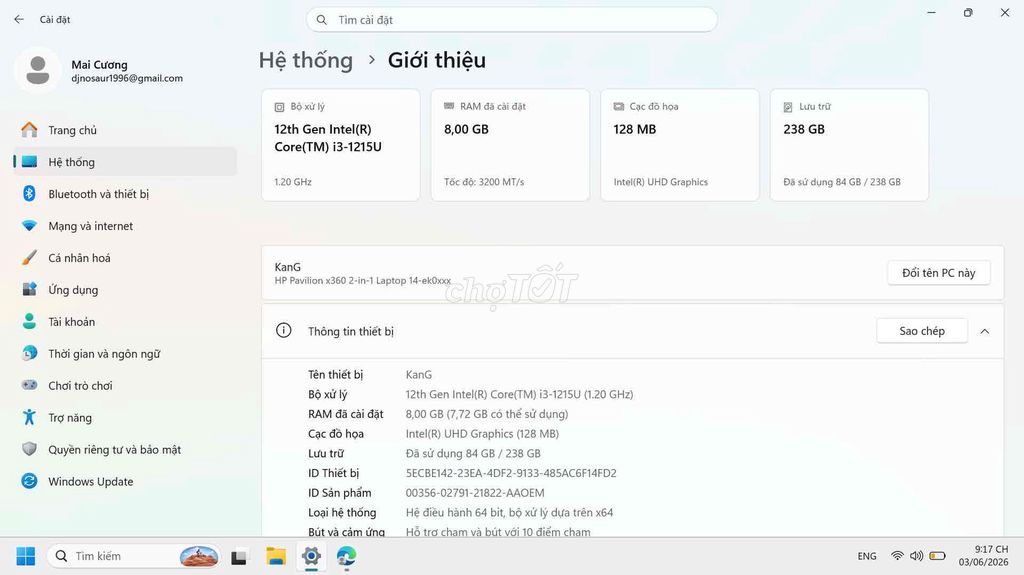 HP Pavilion x360 14-ek0xxx i3-1215U. Mua bán Laptop tại Huyện Lý Nhân Hà Nam được đăng bởi Cương hình 1