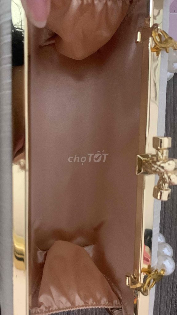 Túi Clutch Lụa Trắng Ngà nữ