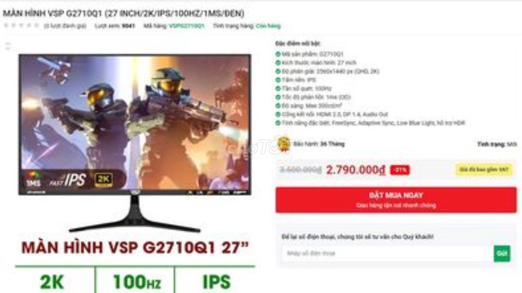 Màn hình VSP G2710Q1 27 inch. Mua bán Phụ kiện (Màn hình, Chuột...) tại Quận 4 Tp Hồ Chí Minh được đăng bởi chau huynh hình 1