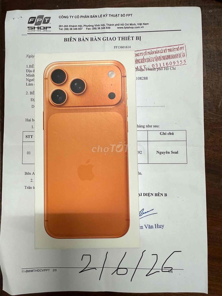 Apple iPhone 17 Pro Max 512GB Cam Mới. Mua bán Điện thoại tại Thành phố Dĩ An Bình Dương được đăng bởi lien hoang hình 1