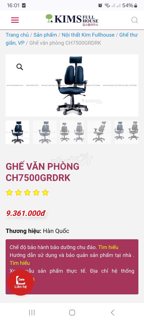 Ghế xoay Hàn quốc mua gần 10tr thanh lý 1tr5