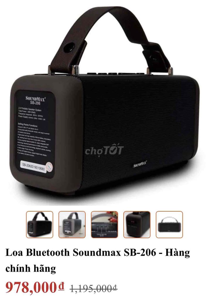 Loa Bluetooth Soundmax SB-206 Đen Mới 99%. Mua bán Tivi, Âm thanh tại Quận Tân Bình Tp Hồ Chí Minh được đăng bởi NhuNhu hình 1