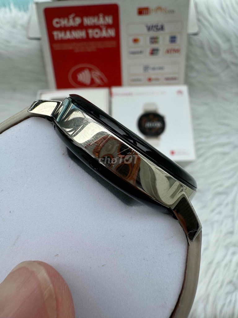 Huawei GT3 42mm bản Gold dây da trắng full box 98%