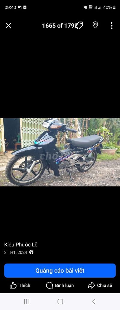 Suzuki Satria 2000 màu Đen. Mua bán Xe máy tại Thành phố Sa Đéc Đồng Tháp được đăng bởi Hoa Kiểng Ngọc Ngân HKD hình 2