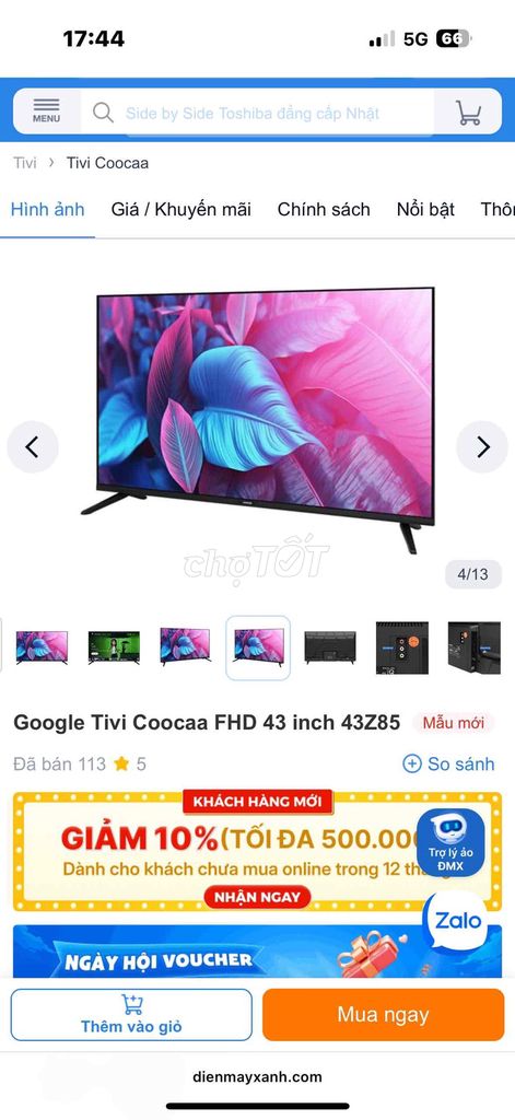 Tivi Coocaa 43Z85 43 inch. Mua bán Tivi, Âm thanh tại Huyện Củ Chi Tp Hồ Chí Minh được đăng bởi Hà Hoàng Duy hình 1