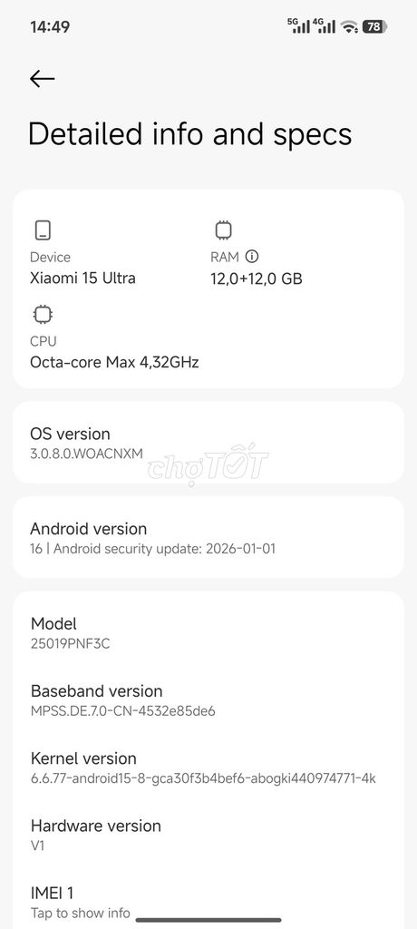 Xiaomi 15 Ultra 256GB Đã sử dụng. Mua bán Điện thoại tại Huyện Hưng Hà Thái Bình được đăng bởi đặng su na hình 1