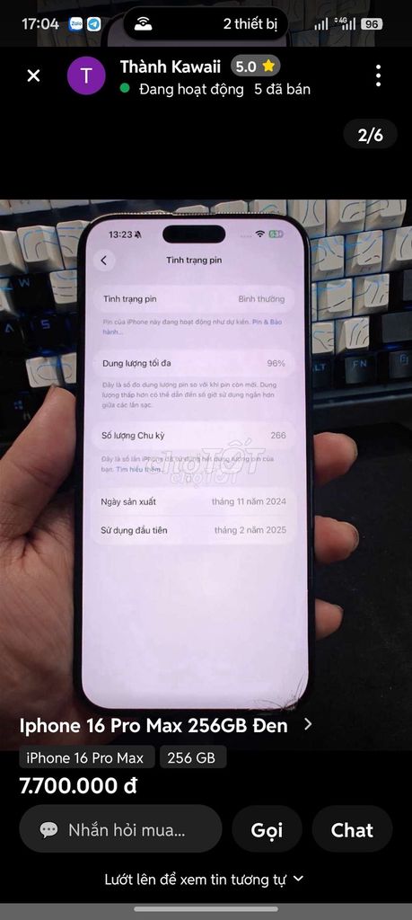 Apple Iphone 16 Pro Max 256GB Đen. Mua bán Điện thoại tại Quận 8 Tp Hồ Chí Minh được đăng bởi thành Thái Chí hình 1