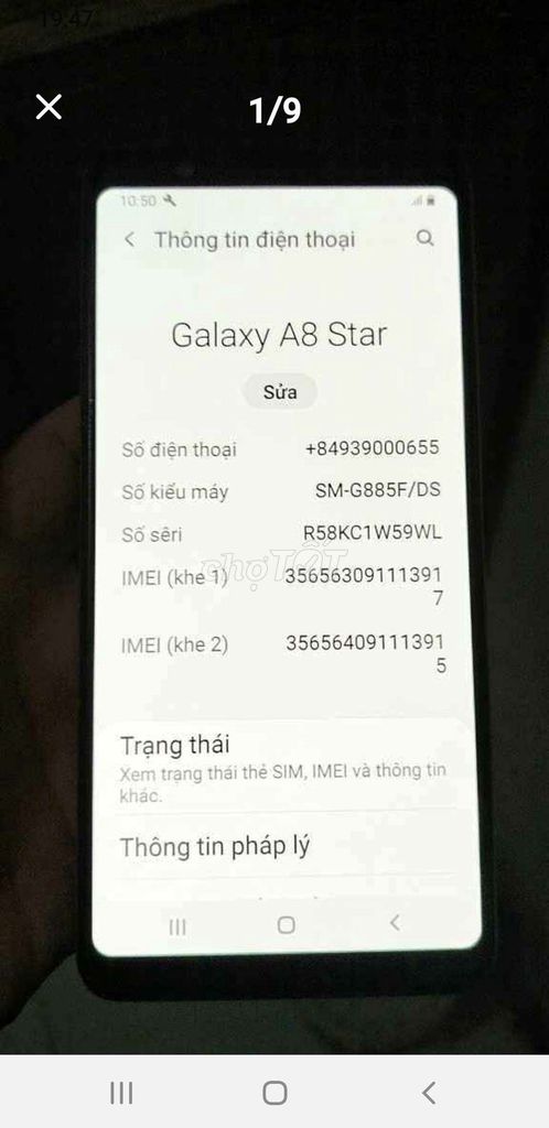 Samsung Galaxy A8 Star 64GB Trắng. Mua bán Điện thoại tại Thành phố Long Xuyên An Giang được đăng bởi Lang Thang AG hình 1