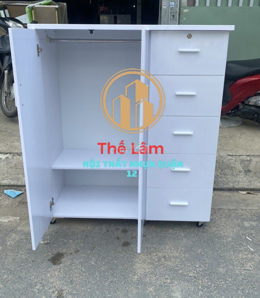 Tủ quần áo Nhựa Đài Loan Trắng 1m25x1m05x42cm. Mua bán Tủ, kệ gia đình tại Quận 1 Tp Hồ Chí Minh được đăng bởi Nhi Nội Thất Nhựa Giá Xưởng  hình 1
