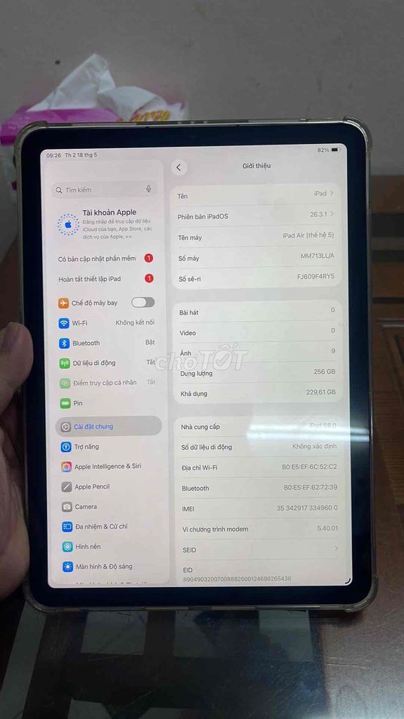 Apple iPad Air 5 256GB Xám. Mua bán Máy tính bảng tại Quận Hoàng Mai Hà Nội được đăng bởi Nghĩa hình 1