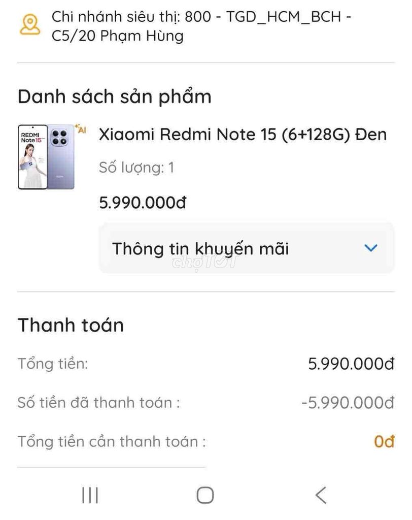Xiaomi Redmi Note 15 6GB/128GB Đen. Mua bán Điện thoại tại Huyện Bình Chánh Tp Hồ Chí Minh được đăng bởi Trịnh Xuân Khanh hình 1