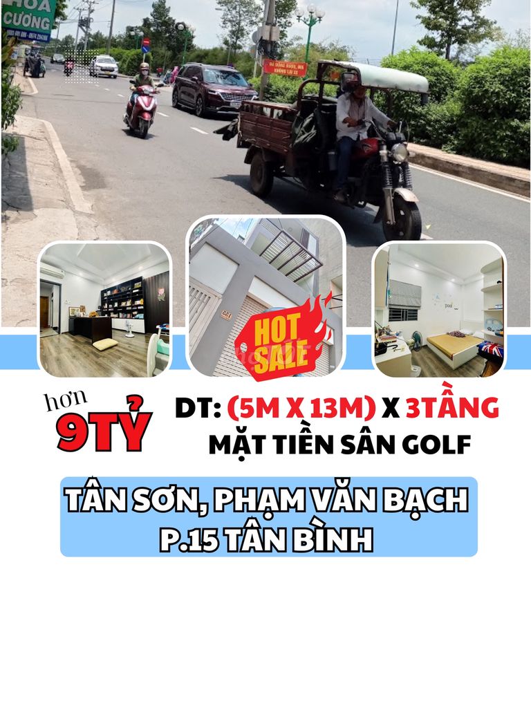 SIÊU PHẨM: MẶT TIỀN SÂN GOLF - VIP TÂN BÌNH - DT (5M x 13M) x 3 TẦNG