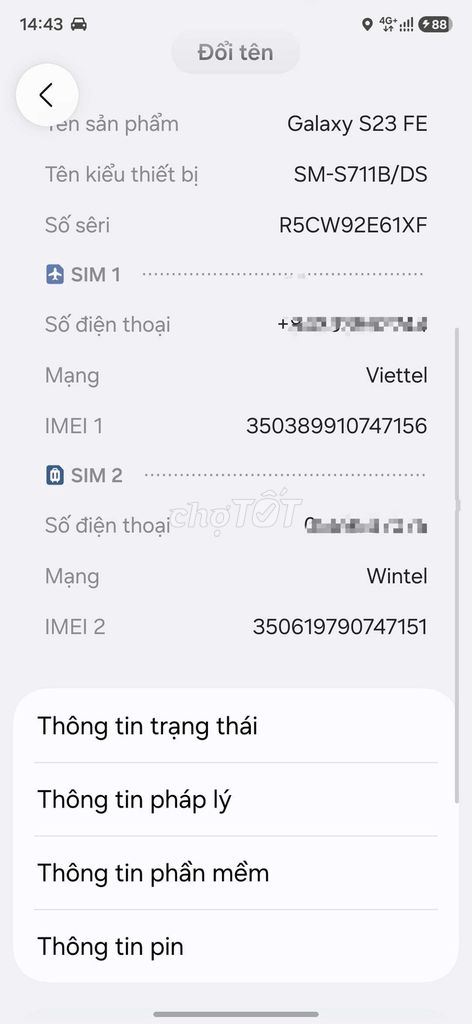 Samsung Galaxy S23 FE Đã qua sử dụng. Mua bán Điện thoại tại Thành phố Biên Hòa Đồng Nai được đăng bởi Nguyễn nghĩa hình 1