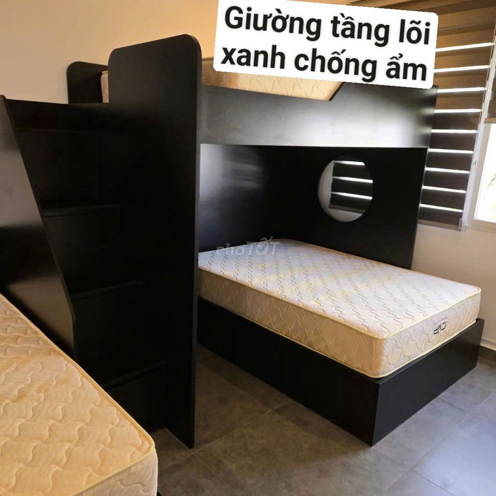 Giường 2 tầng bằng gỗ MDF lõi xanh chống ẩm