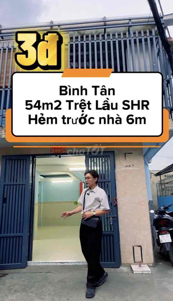 54m2 SHR Tỉnh Lộ 10 Bình Tân 1 Trệt 1 Lầu cách mặt tiền 30m