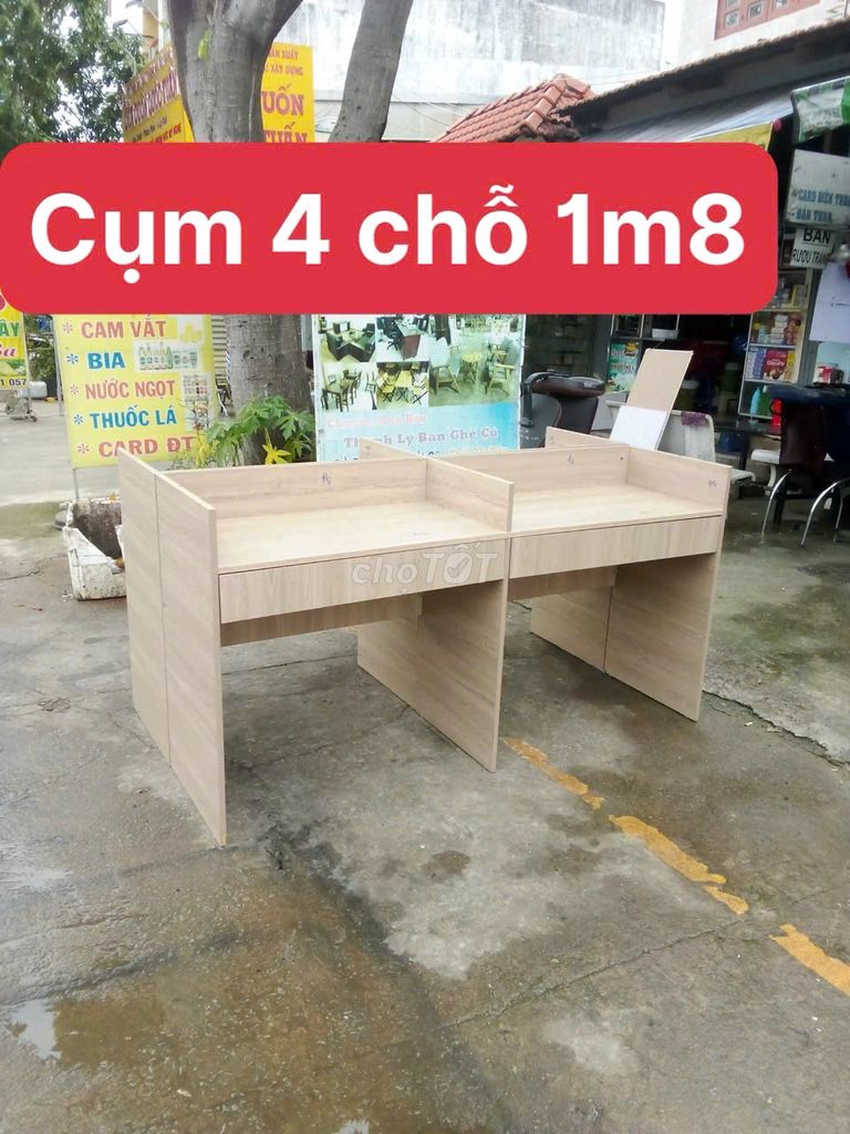 Cụm  bàn 4 chỗ 1m8 # bàn nhân viên # bàn có vách