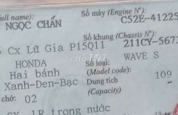 Wave S110c 2011 Bs TP Xe Nhà Đi