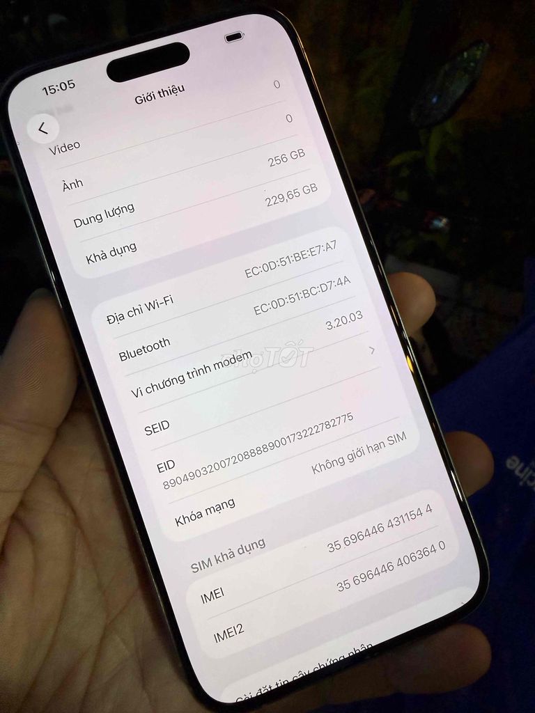 Apple iPhone 15 Pro Max Titan 256 GB máy full đẹp. Mua bán Điện thoại tại Thành phố Vĩnh Long Vĩnh Long được đăng bởi trà văn lâm hình 1