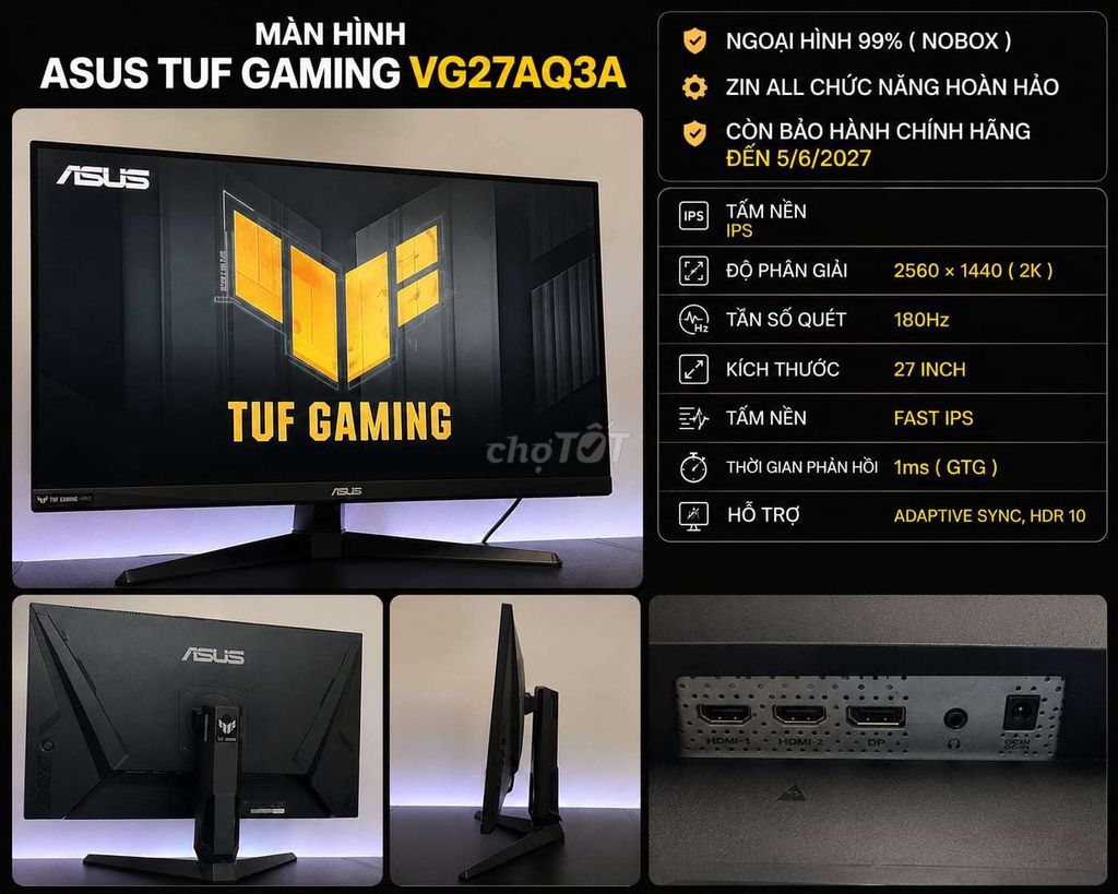 Màn hình Asus TUF VG27AQ3A 27 inch 2K 180Hz. Mua bán Phụ kiện (Màn hình, Chuột...) tại Quận Phú Nhuận Tp Hồ Chí Minh được đăng bởi Võ Văn Anh hình 1