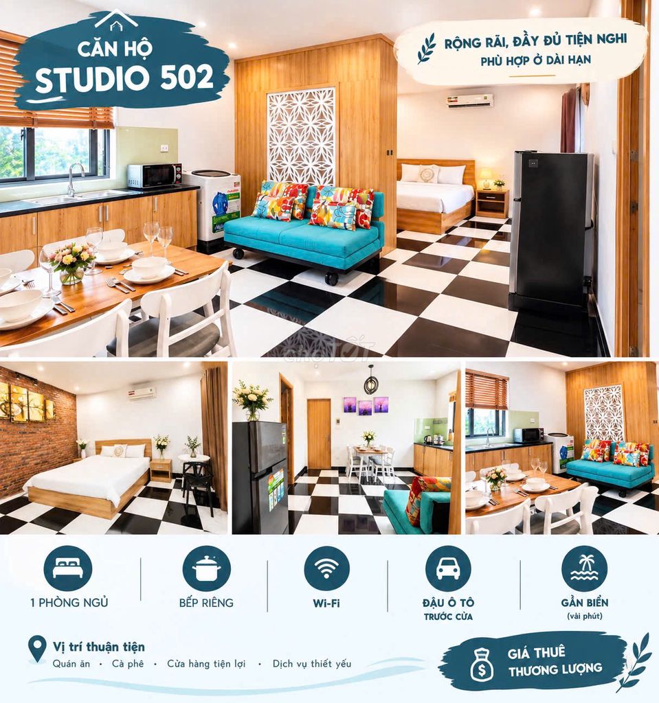 CĂN HỘ STUDIO 502 – RỘNG RÃI, ĐẦY ĐỦ TIỆN NGHI, PHÙ HỢP Ở DÀI HẠN