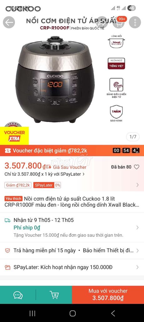 Nồi cơm điện Cuckoo CRP-R1000F 1.8 lít. Mua bán Bếp, lò, đồ điện nhà bếp tại Thành phố Pleiku Gia Lai được đăng bởi Phượng Nguyễn hình 1