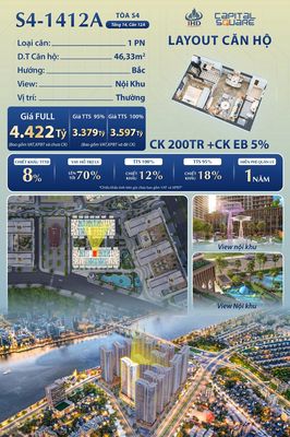 Căn hộ 46,3 m² · 1 PN · Capital Square