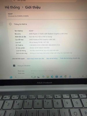 Asus Vivoboook E1404FA 7520U BH 12/2026