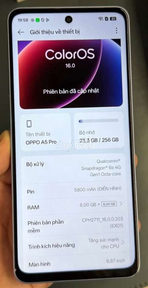 Oppo A5 Pro ram 8gb  Bản 256gb màu xanh. Mua bán Điện thoại tại Huyện Cái Bè Tiền Giang được đăng bởi Lâm Nquyên hình 1