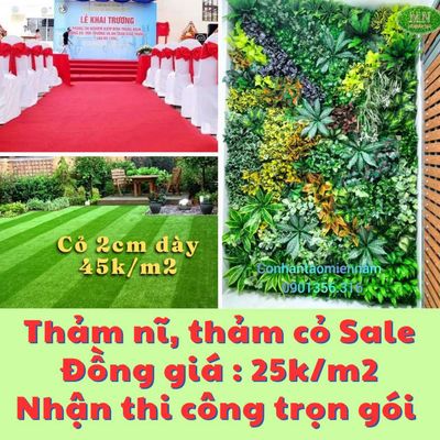 Sale thảm nĩ,thảm cỏ đồng giá 25k,hoa lá trang trí