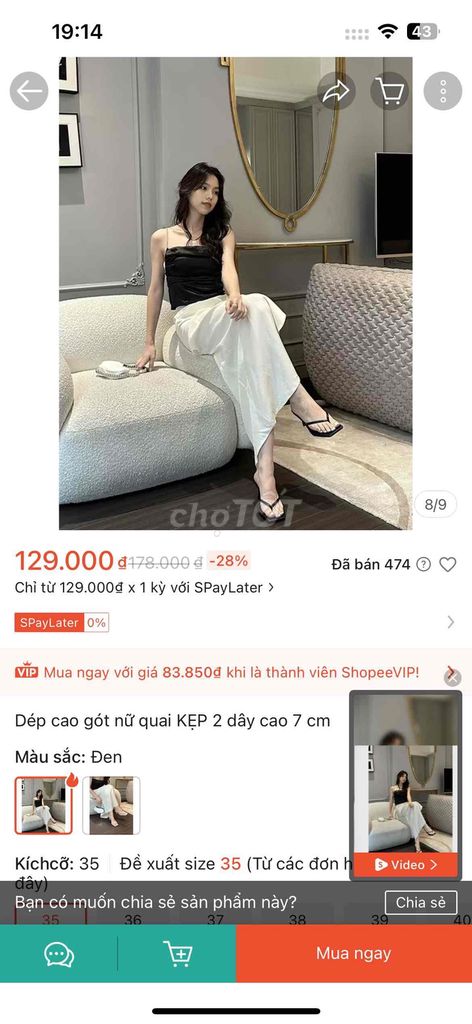 Sandal cao gót Nữ Đen 35 7cm. Mua bán Giày dép tại Huyện Gia Lâm Hà Nội được đăng bởi Diệp Anh hình 1