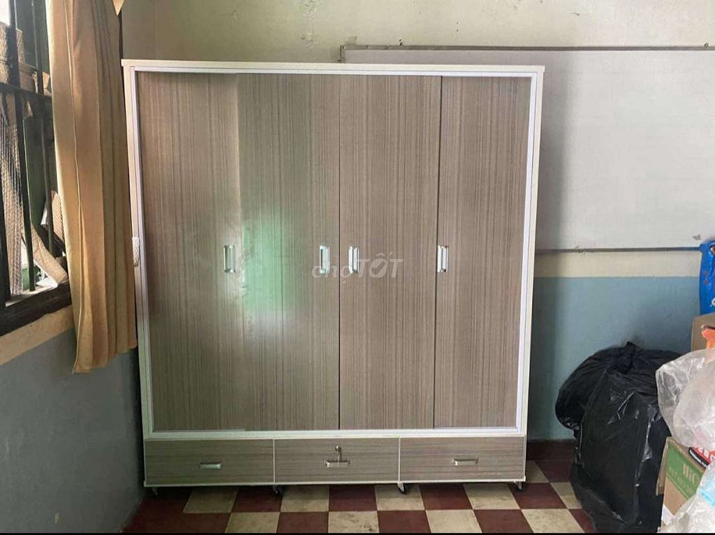 TỦ NHỰA ĐÀI LOAN CỬA LÙA 4 CÁNH MÀU XÁM VÂN GỖ . Mua bán Tủ, kệ gia đình tại Quận 12 Tp Hồ Chí Minh được đăng bởi Tủ nhựa đài loan hoàng quân hình 1