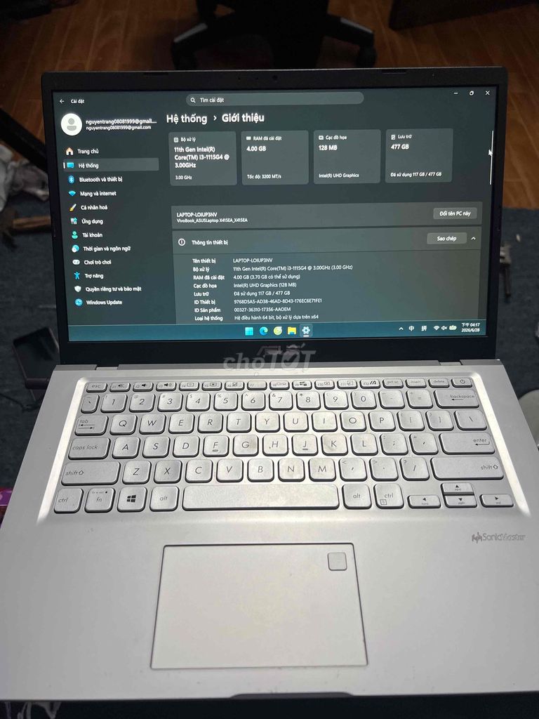 Asus X415E i3-1115G4 15.6 inch 4GB/512GB Bạc Like. Mua bán Laptop tại Huyện Thuận Thành Bắc Ninh được đăng bởi nguyễn tiến đạt hình 1
