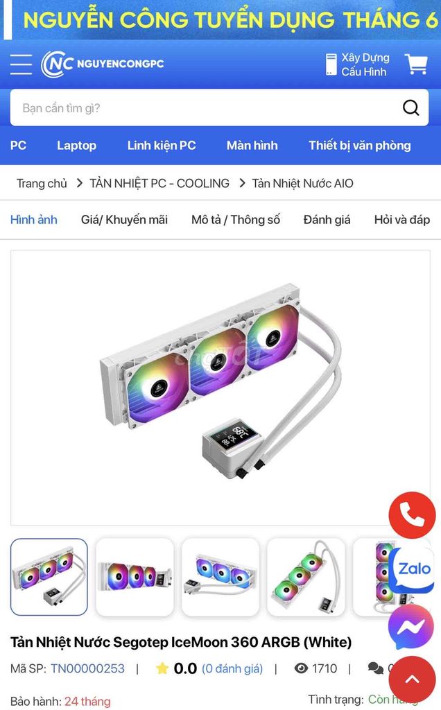 Tản nhiệt nước Segotep IceMoon 360 ARGB Trắng. Mua bán Phụ kiện (Màn hình, Chuột...) tại Thành phố Cao Lãnh Đồng Tháp được đăng bởi Vy  hình 1