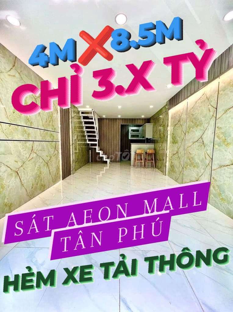 HẺM XE TẢI THÔNG ĐƯỜNG 688 TÂN KỲ TÂN QUÝ 2 TẦNG 4Mx8.5M CHỈ HƠN 3 T.Ỷ