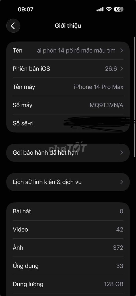 iPhone 14 Pro Max 128GB Tím 98% -gl xuống 14pro. Mua bán Điện thoại tại Thành phố Thủ Đức Tp Hồ Chí Minh được đăng bởi Nguyễn Khả Duy hình 1