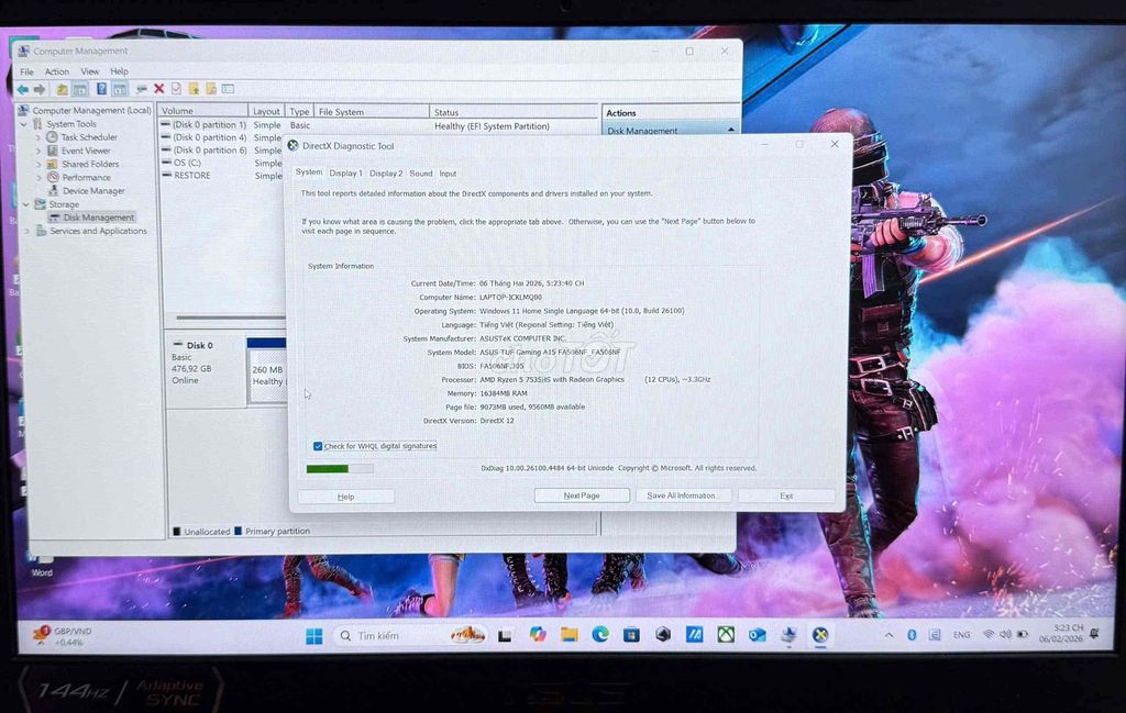 ASUS TUF GAMING Fa506N -BẢO HÀNH HÃNG ĐẾN 12/9/26. Mua bán Laptop tại Quận Hai Bà Trưng Hà Nội được đăng bởi Junioor Computer hình 1