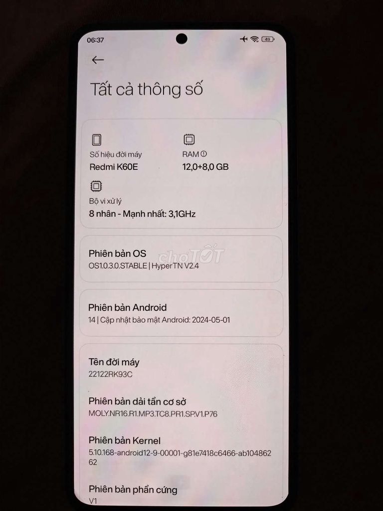Xiaomi Redmi K60E 12GB/256GB Trắng 67W. Mua bán Điện thoại tại Huyện Nhơn Trạch Đồng Nai được đăng bởi An Nhiên hình 1