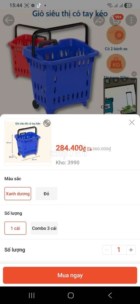 Giỏ hàng siêu thị Nhựa Xanh dương có bánh xe. Mua bán Nội thất, đồ gia dụng khác tại Thành phố Thuận An Bình Dương được đăng bởi thanh tuyen hình 1